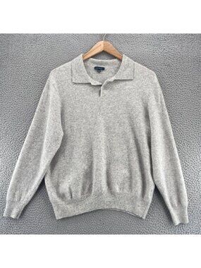 Turtleson Sweater Womens 2XL Gray Cashmere Collared Button Brushed Knit Stretch
